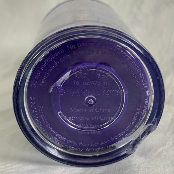 Purple Starbucks 2014 Frappuccino Cold Travel Tumbler 16 Oz Dome Lid - Picture 4 of 5